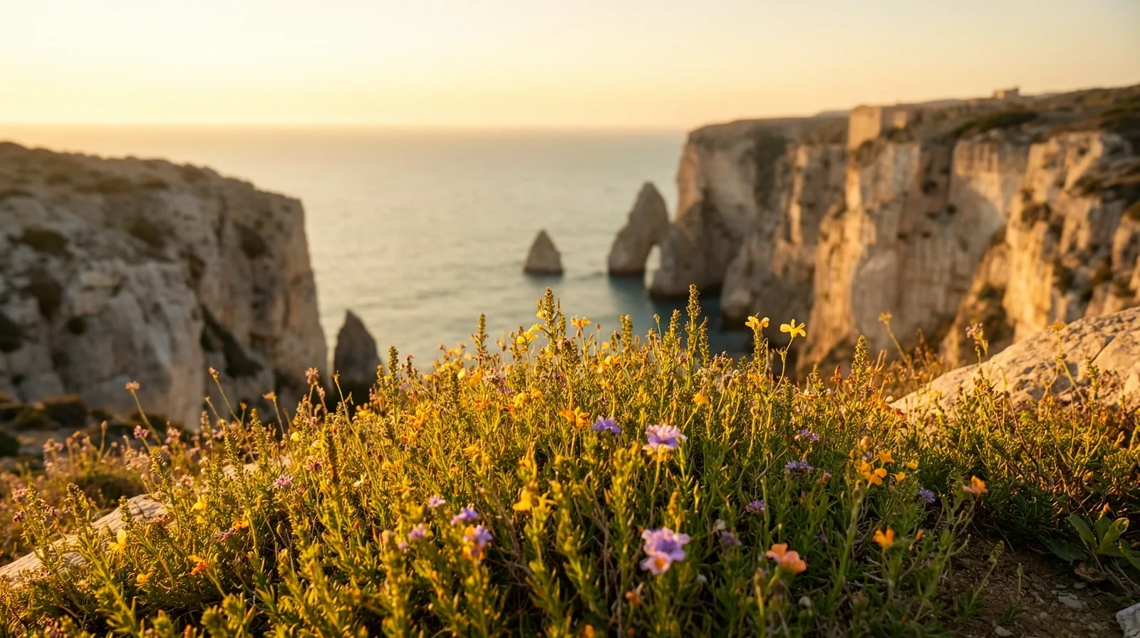 Sunrise over traditional Mediterranean landscape